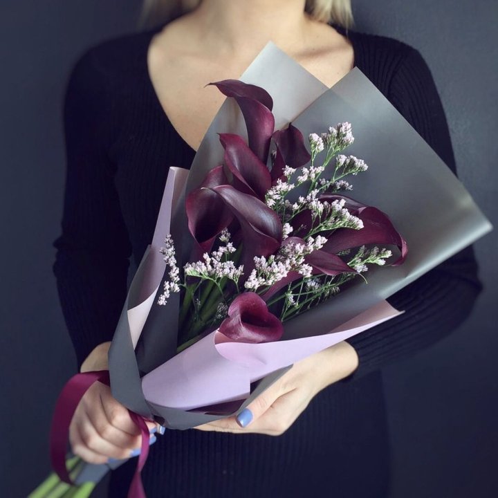 Букет фиолетовых калл в Балашихе