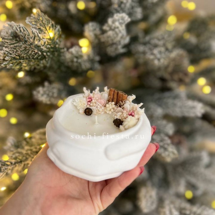 Свеча ароматическая в гипсе Руки с корицей в Балашихе