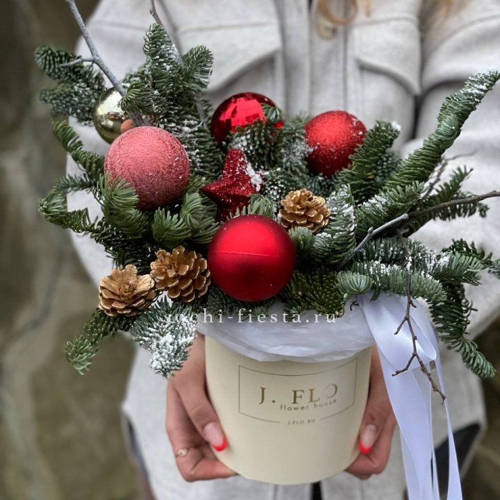 Новогодняя композиция в коробке ред в Балашихе