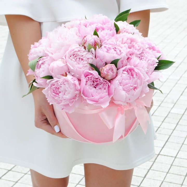 Пионы в шляпной коробке в Балашихе