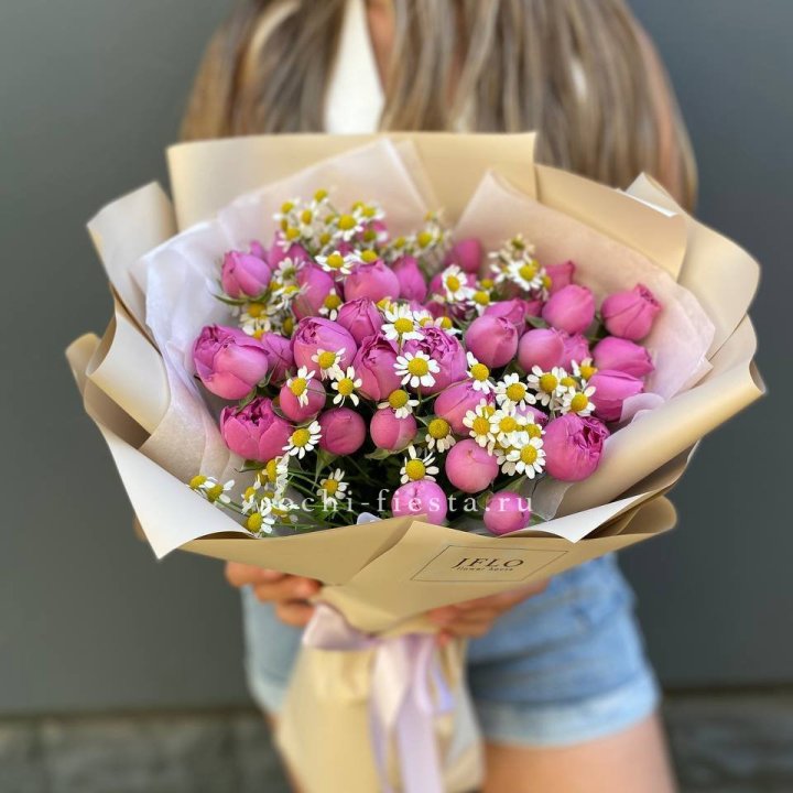 Дуобукет мисти с ромашками  в Балашихе