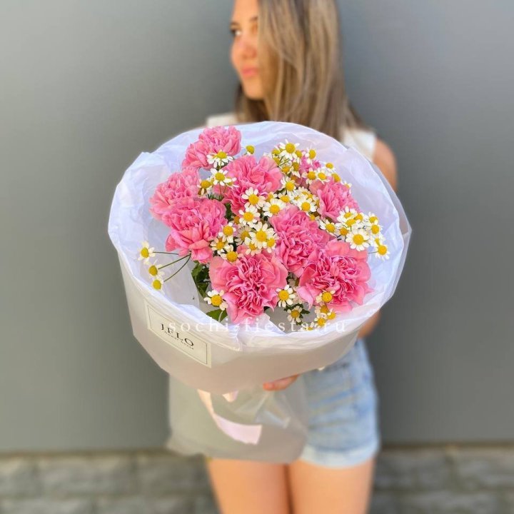 Дуобукет диантусов и ромашек в Балашихе