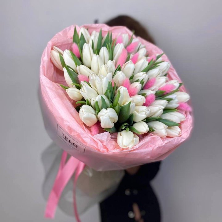 51 белый тюльпан "Рози" в Балашихе