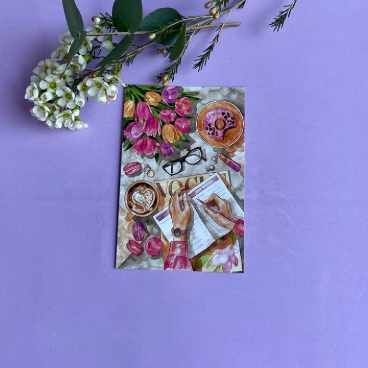 Открытка к букету "Леди на работе" в Балашихе