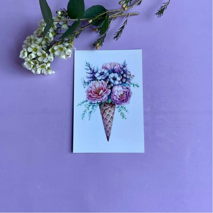 Открытка к букету "Цветочно-кремовый" в Балашихе