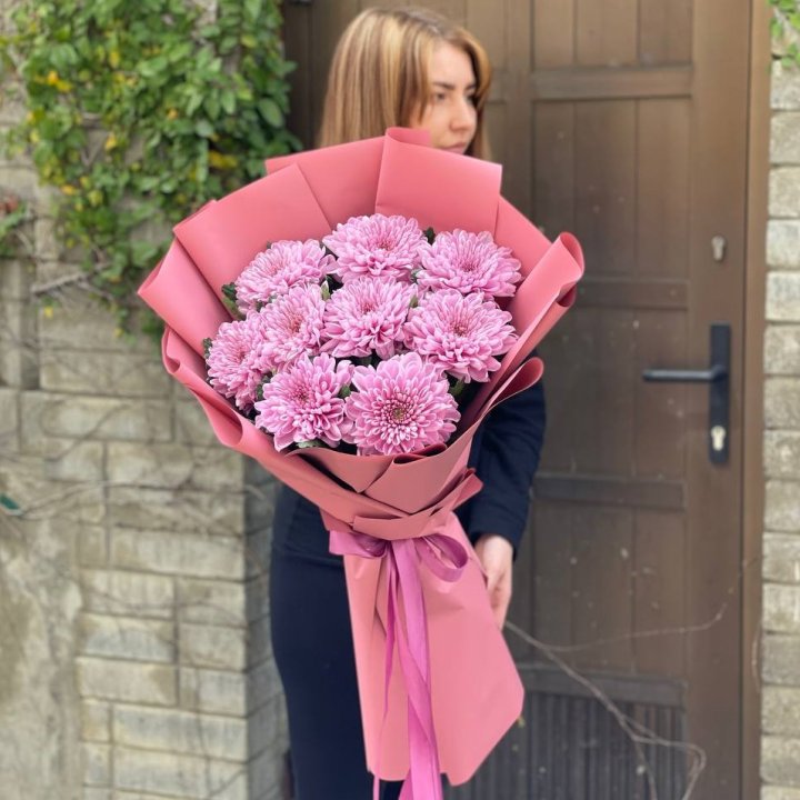 Букет хризантем розовый в Балашихе