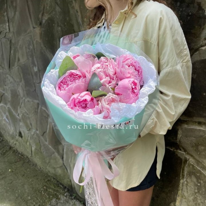 7 зефирных пионов в фоамиране в Балашихе