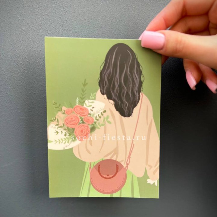 Открытка к букету "Потрясающая девушка" в Балашихе