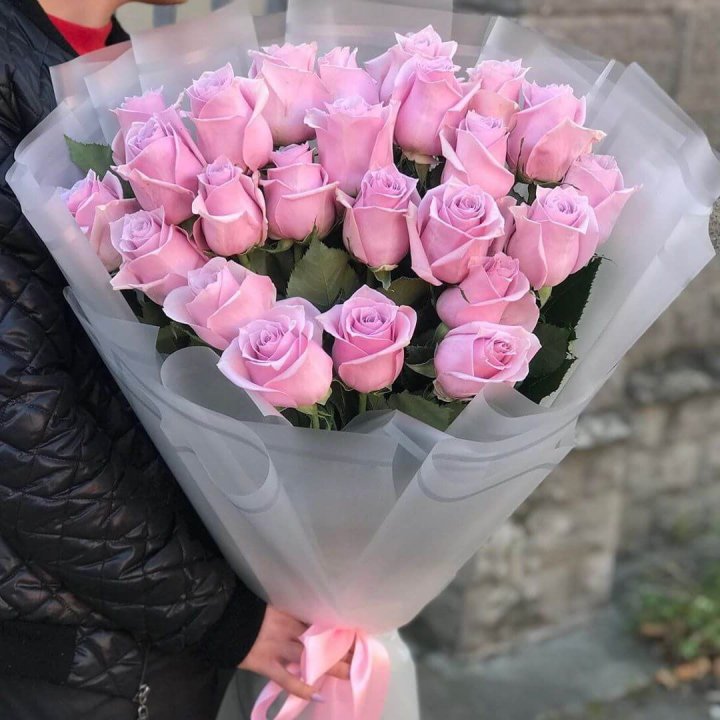 25 высоких розовых роз в Балашихе