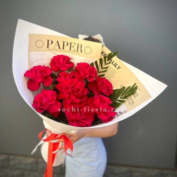 9 Красных французских роз Чико в Балашихе