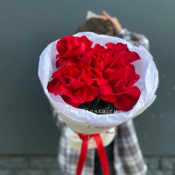 5 французских красных роз в Балашихе