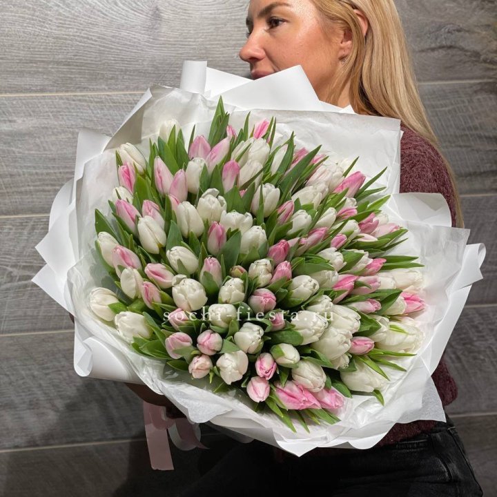 101 тюльпан нежный микс в Балашихе