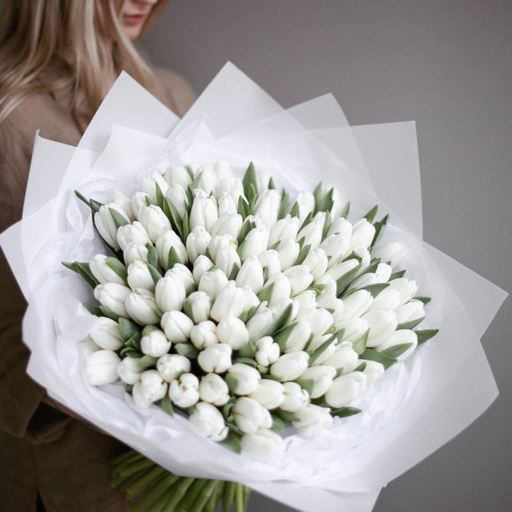 101 белый тюльпан в Балашихе