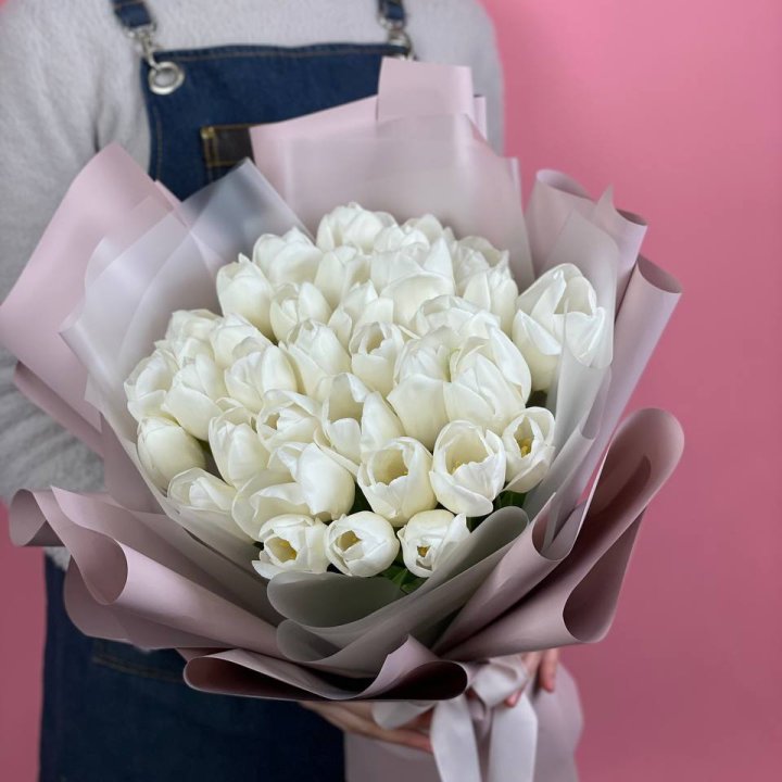 Букет белых тюльпанов "Пур-пур" в Балашихе