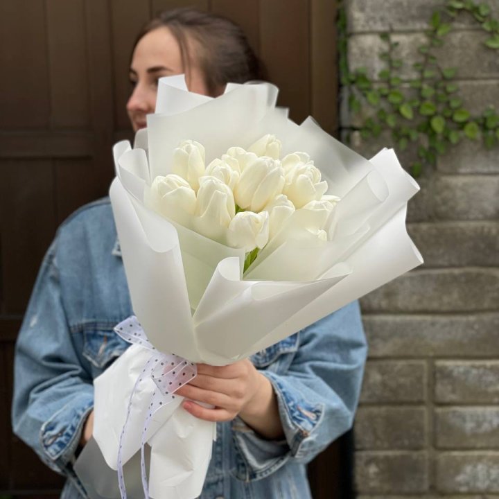 Букет белоснежных тюльпанов в Балашихе